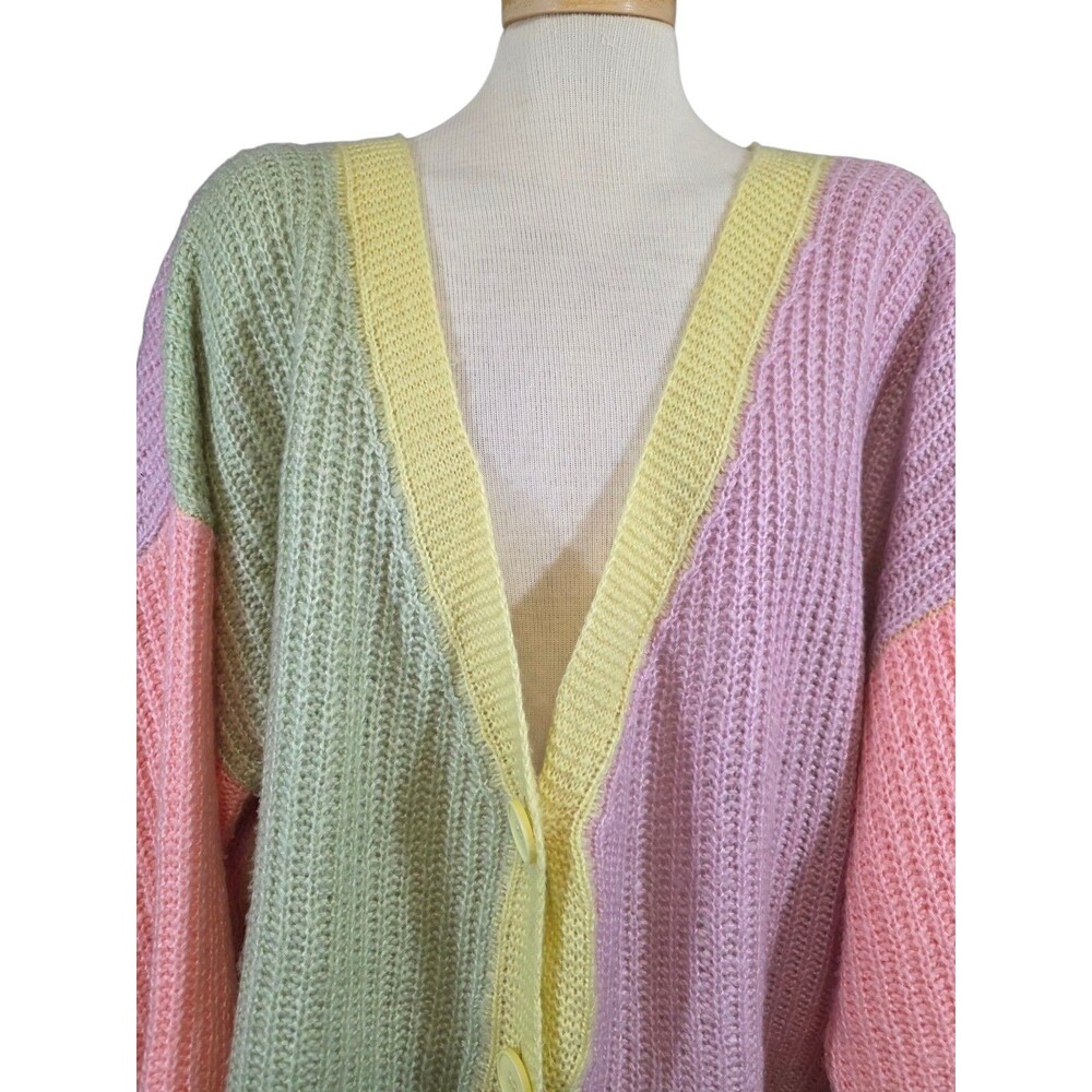 Princess Polly Sweater Women L/XL Purple Colorblock Naomi Cardigan Multi Knit - Picture 4 of 8